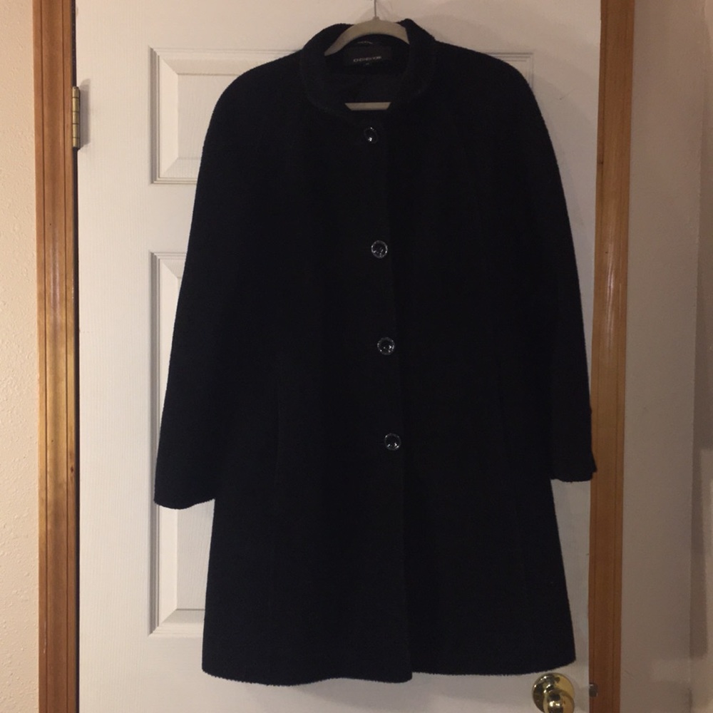 Black wool coat.